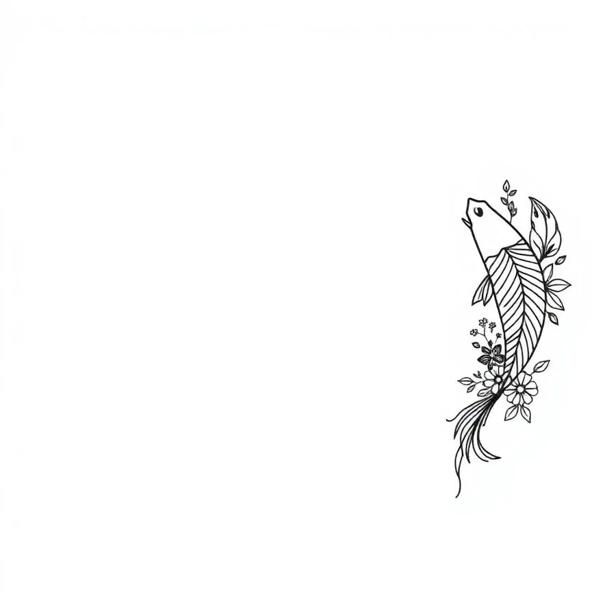 Four AI-generated tattoo designs side by side: minimalist, geometric wolf, Japanese koi, fine-line floral.