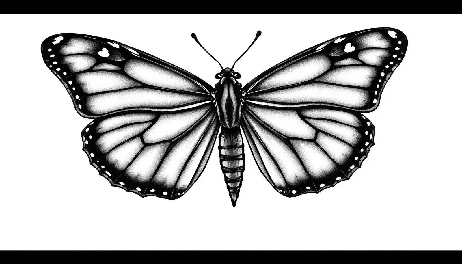 AI-generated detailed butterfly tattoo design with intricate wing patterns