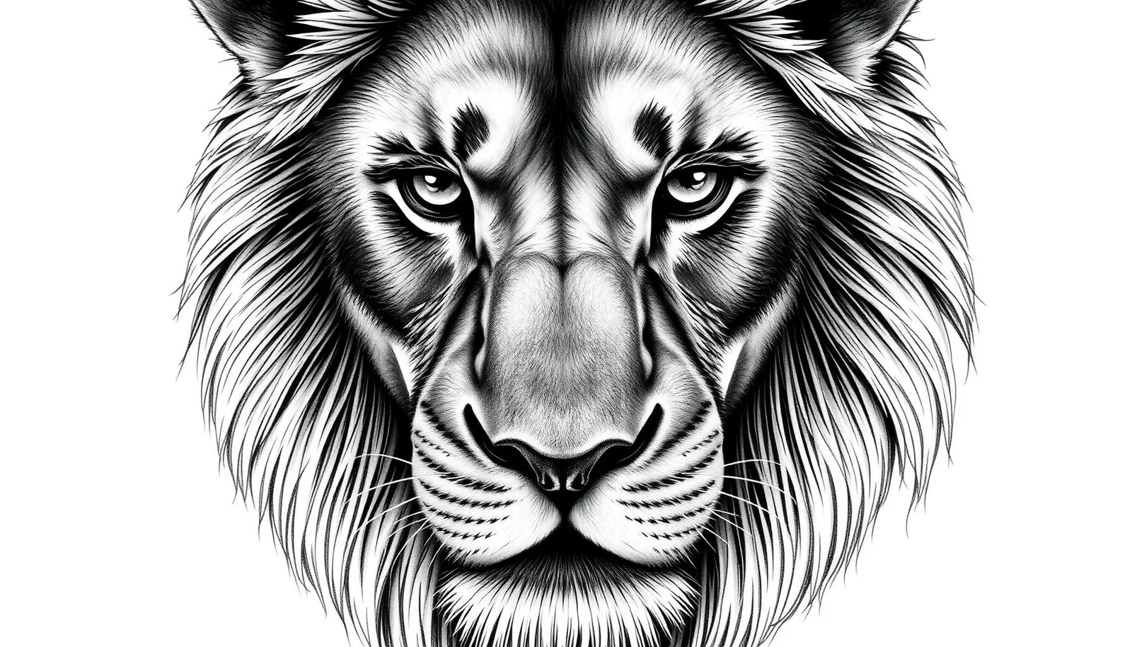 AI-generated detailed lion tattoo design with regal mane and intense eyes