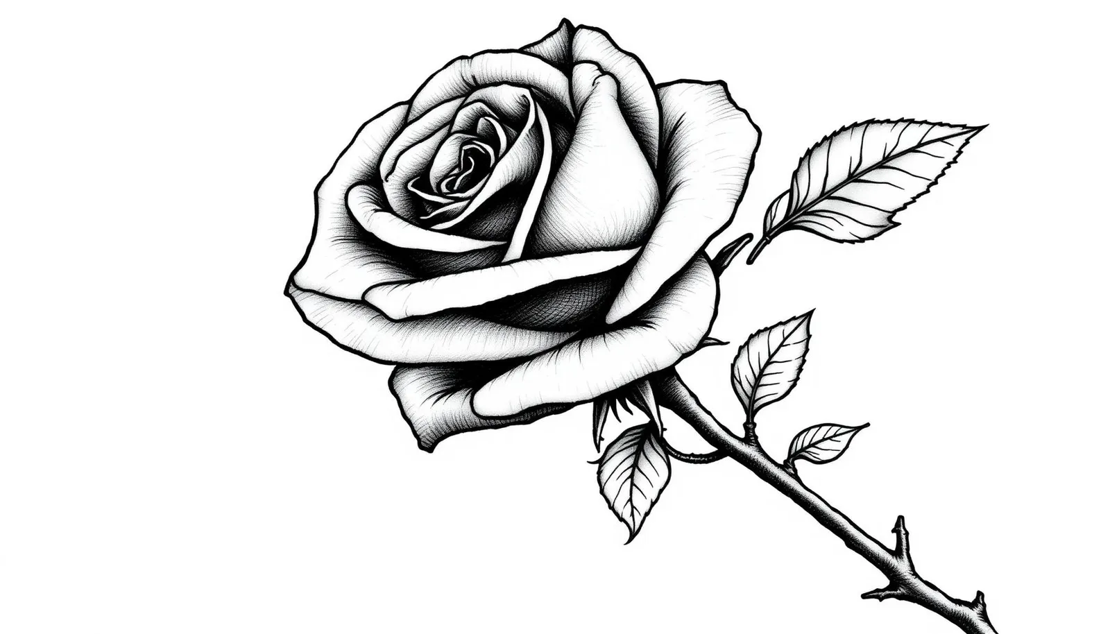 AI-generated detailed rose tattoo design with delicate petals and thorns