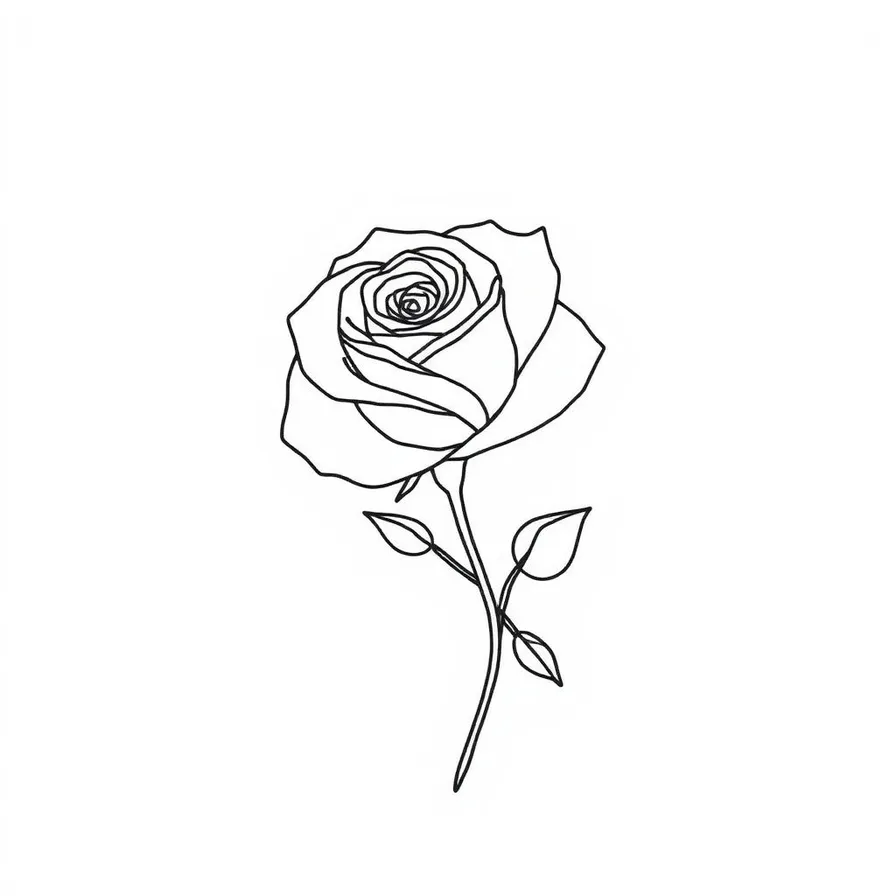 Single-line minimalist rose tattoo design in continuous unbroken line
