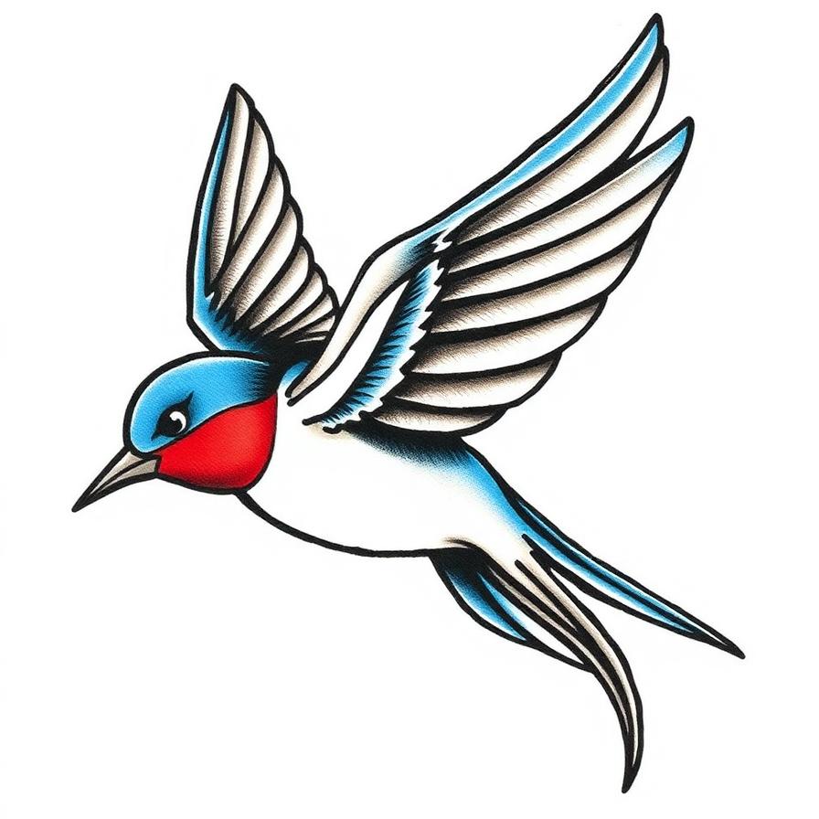 Old school traditional swallow bird tattoo design — AI generated by Tattoosphere