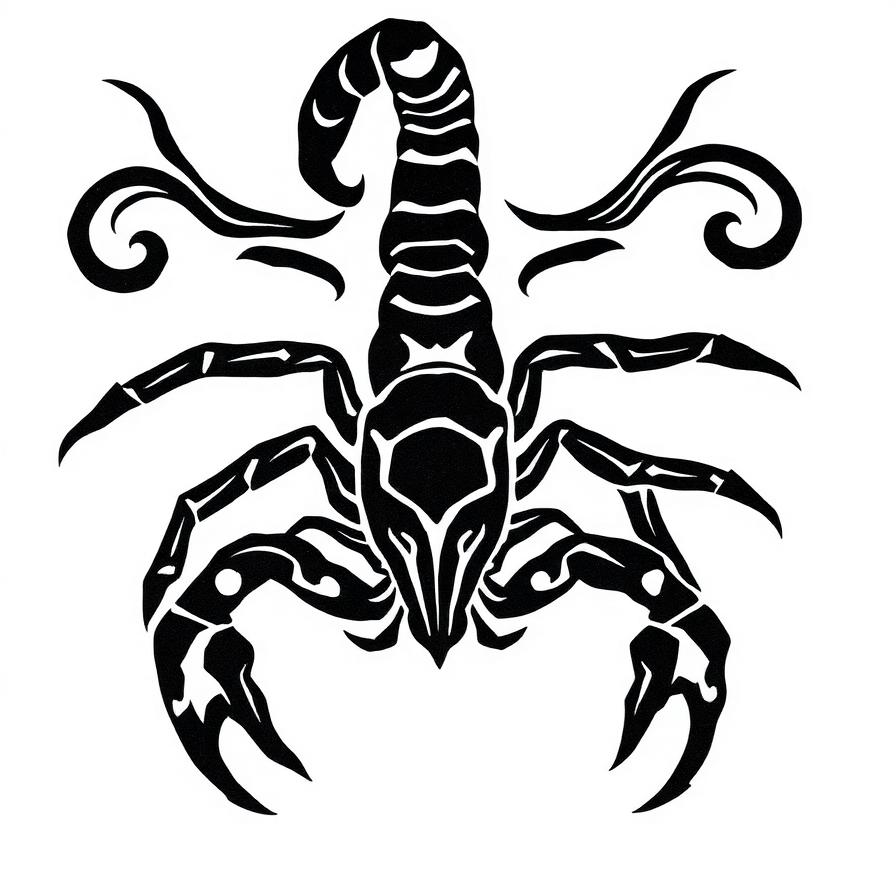 Borneo Iban tribal scorpion tattoo design — AI generated by Tattoosphere