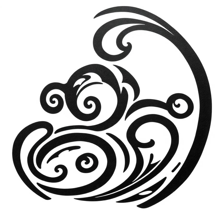 Maori Ta Moko inspired koru spiral tribal tattoo — AI generated by Tattoosphere