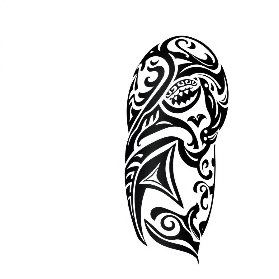 Polynesian tribal shoulder sleeve tattoo design — AI generated by Tattoosphere