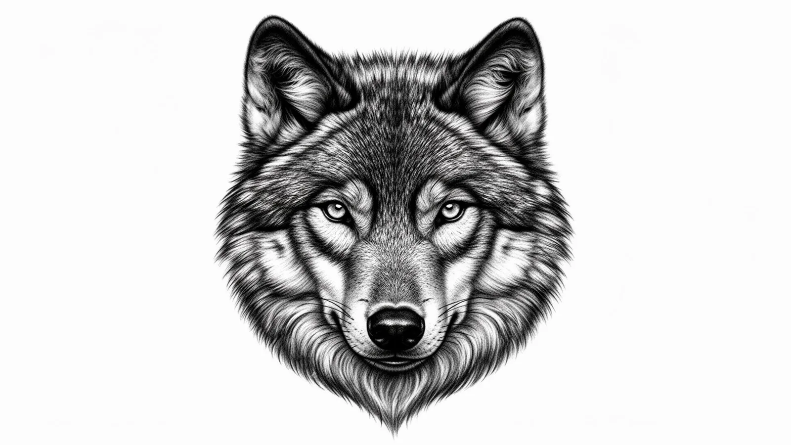 AI-generated realistic wolf tattoo design with detailed fur and intense eyes